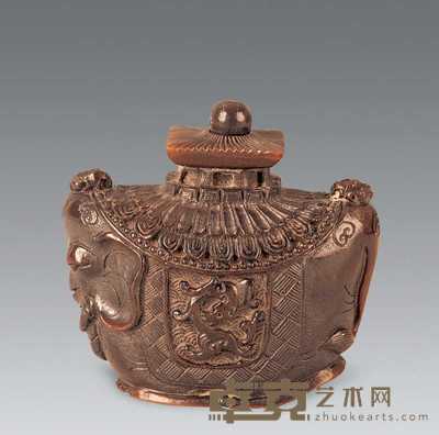 民国 角雕象形螭龙纹鼻烟壶 高6.5cm